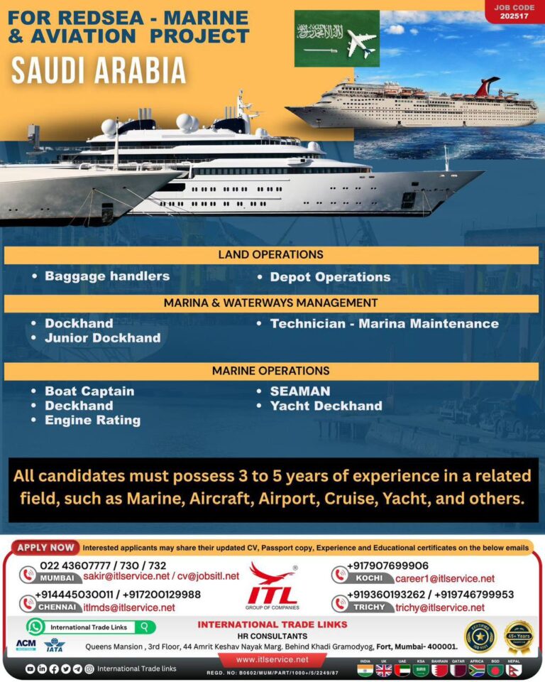 Job Opportunities in Red Sea - Marine & Aviation Project in Saudi Arabia