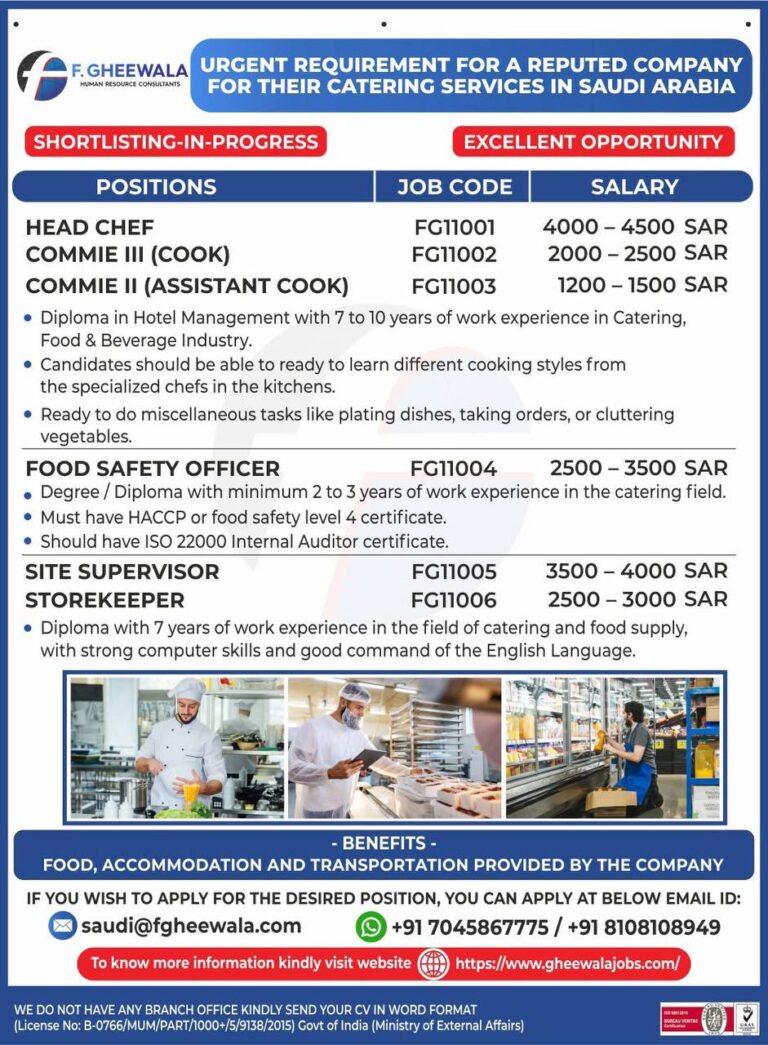 Urgent Jobs in Saudi Arabia